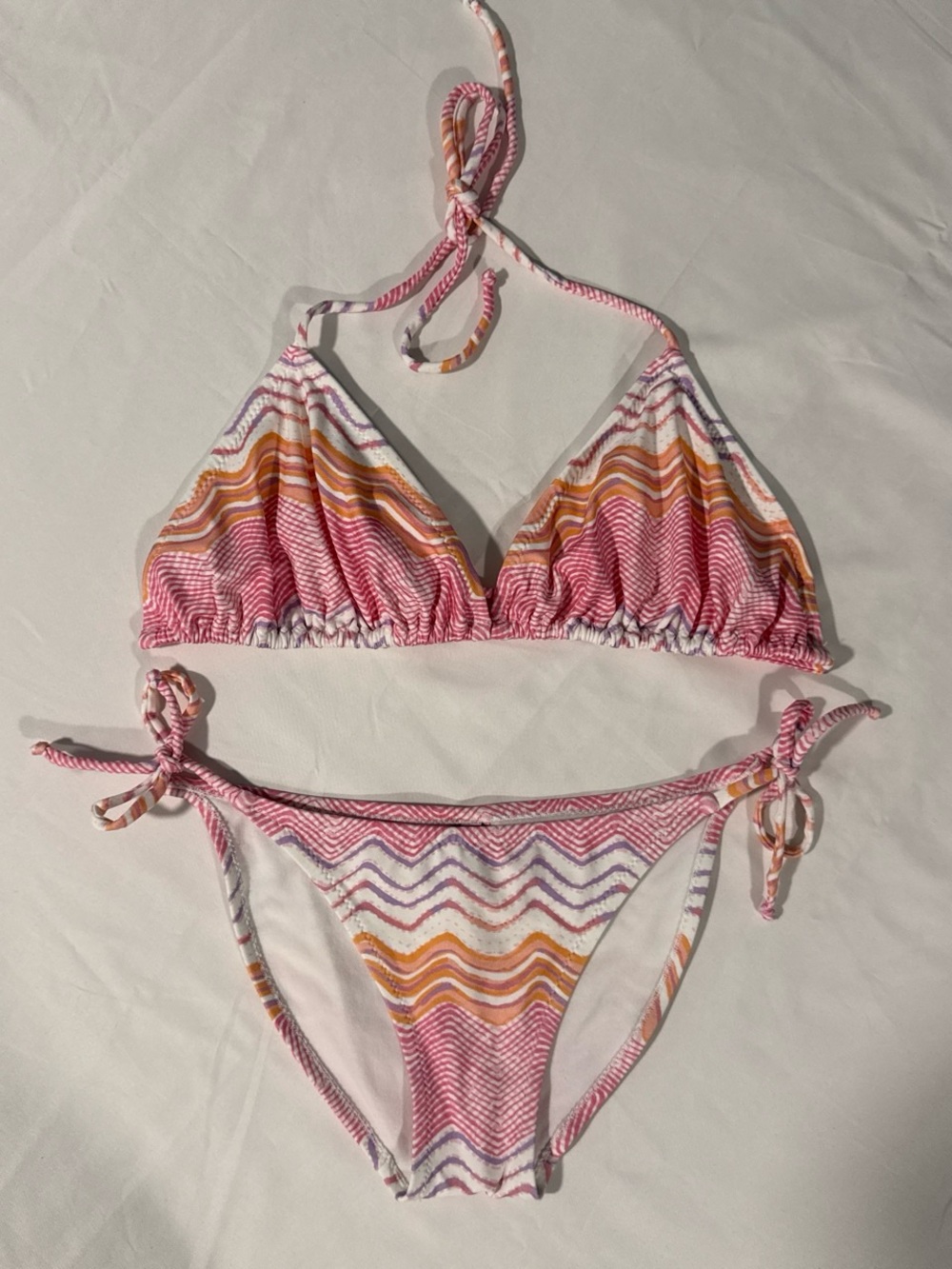 Calypso St. Barth Pink Orange Purple Chevron Tie-Side Bikini